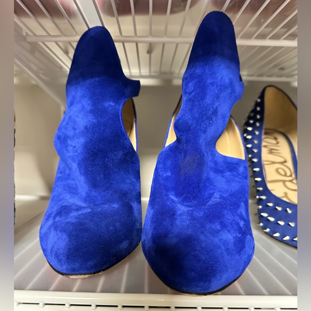 blue suede christian louboutin heels size 39